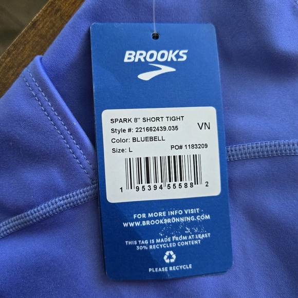 Brooks Women's Spark 8" Short Tight running Size L BLUEBELL - Picture 7 of 7